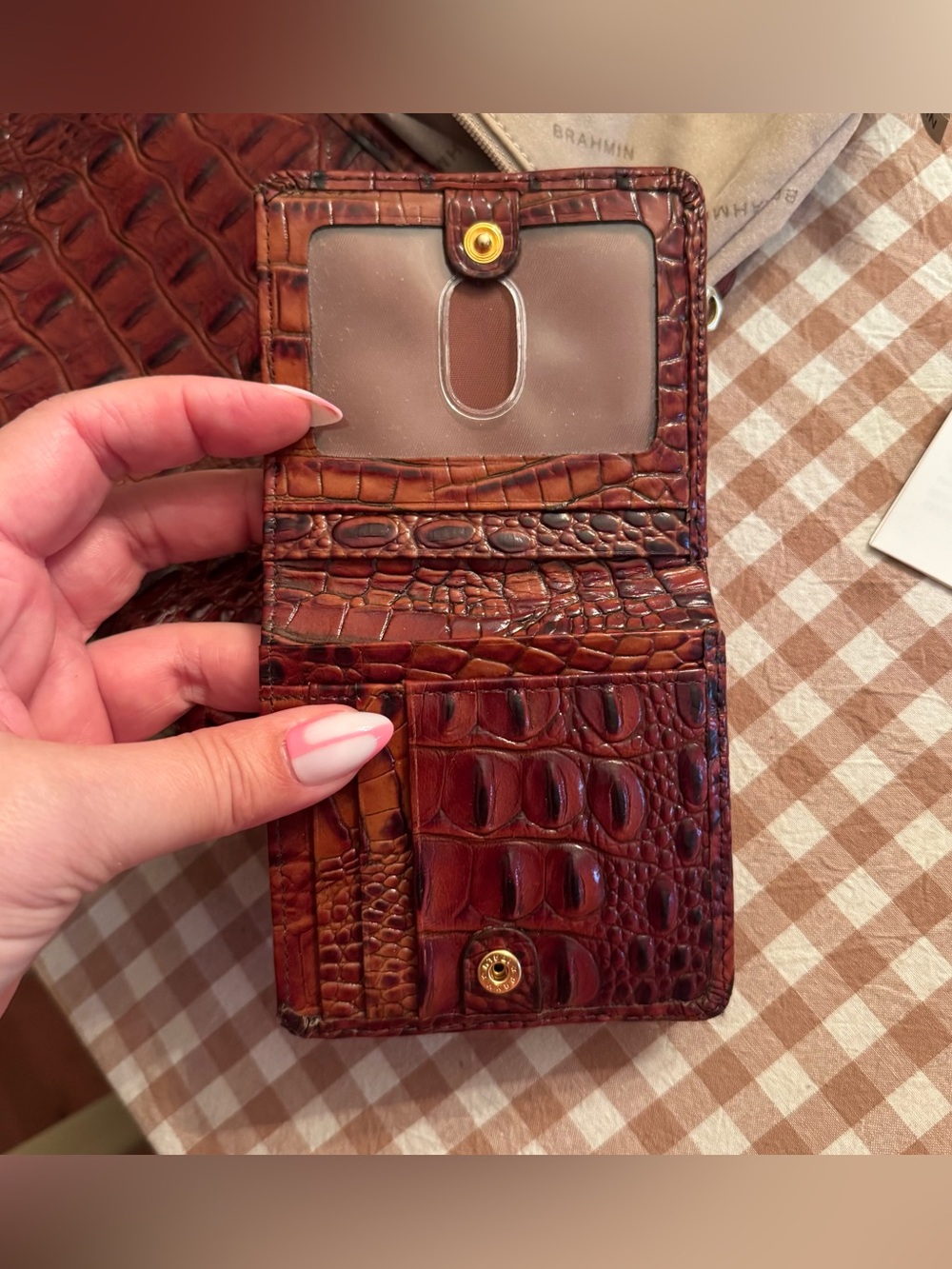 Brahmin Pecan Anytime Mini Melbourne Leather Handbag w/ matching Jane Wallet - Picture 5 of 14